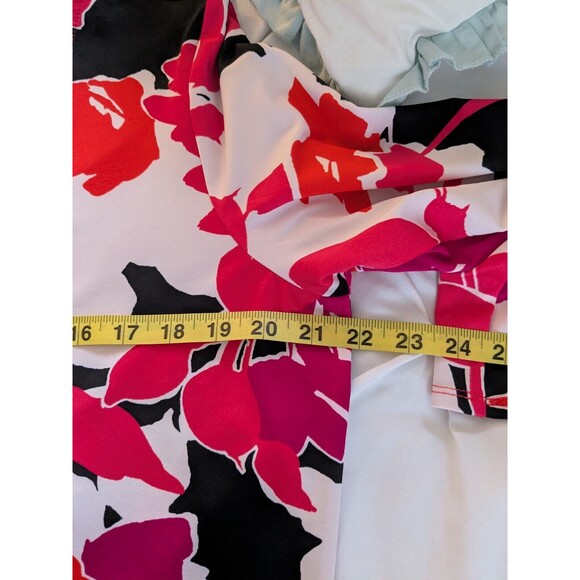 New York Collection Top Womens L Abstract Pink Black Floral Blouse Studded Artsy - Picture 10 of 12